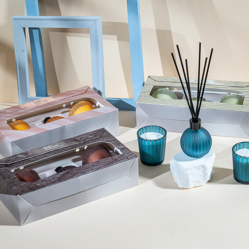 Vertical striped small glasses scented candles X2 Vertical stripe small bulb volatile reed diffuser bottle