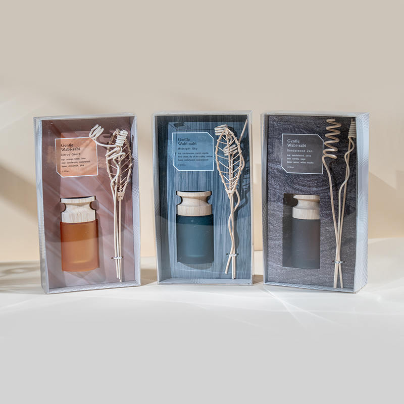High cylindrical glass flask premium reed diffuser with wooden stick-aroma diffuser vendor