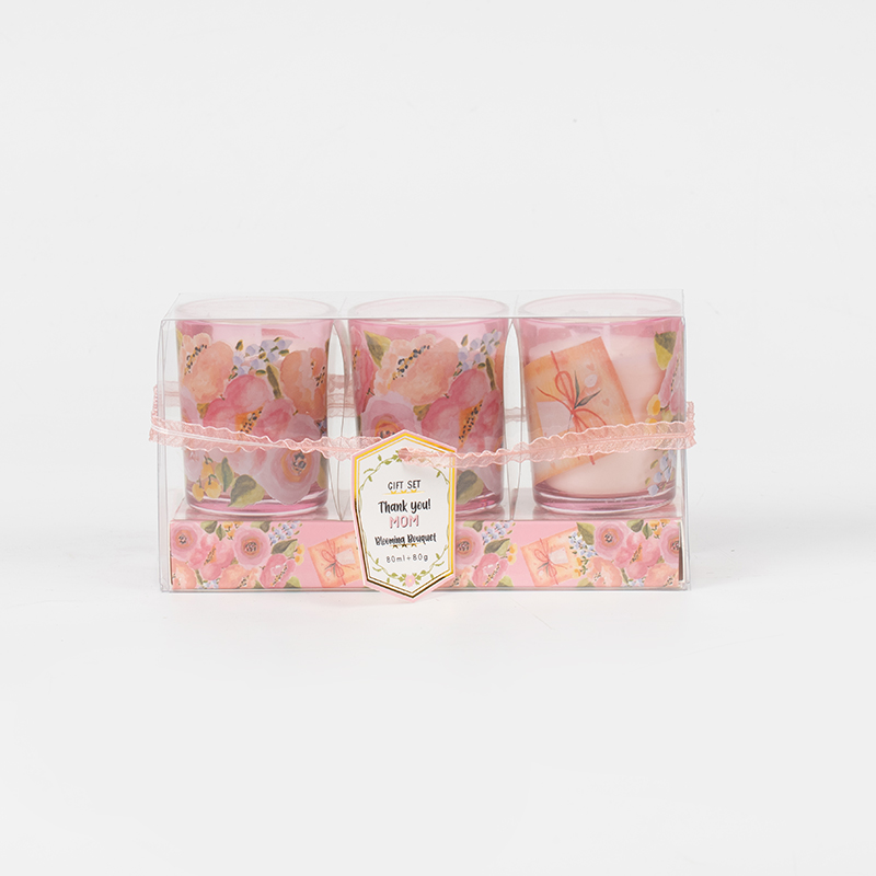 Mother'day classic small round glass cup scented candles 3PCS set-eco soy candle manufacturer Mother'day classic small round glass cup scented candles 3PCS set-eco soy candle manufacturer