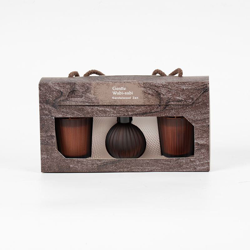 Vertical striped small glasses scented candles X2 Vertical stripe small bulb volatile reed diffuser bottle