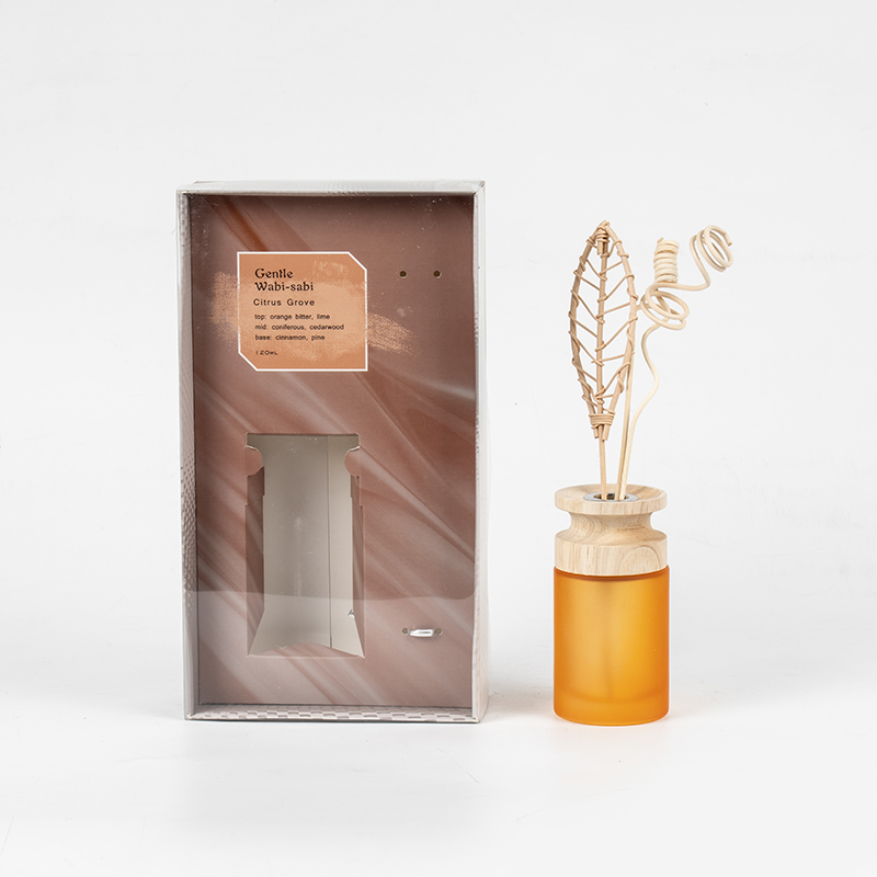 High cylindrical glass flask premium reed diffuser with wooden stick-aroma diffuser vendor