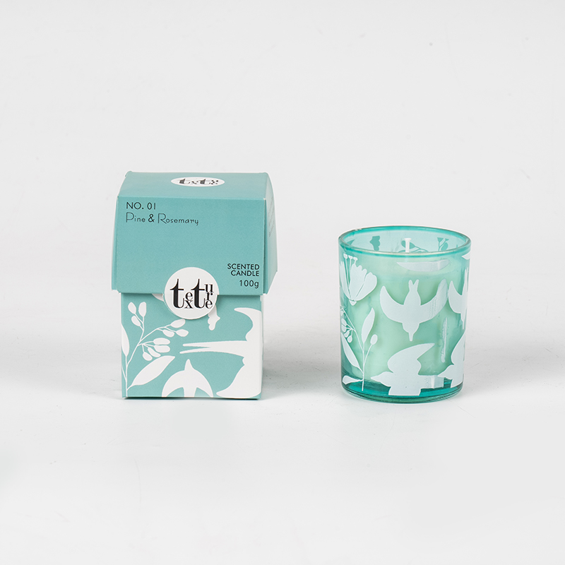 Classic round cup scented candle with paper figure printing