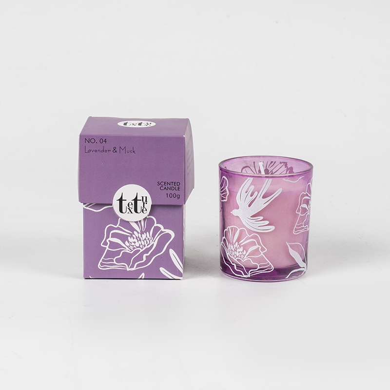 Classic round cup scented candle with paper figure printing
