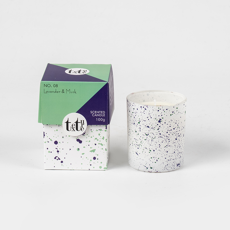 Classic round cup scented candle with marble design printing-Eco soy wax candle
