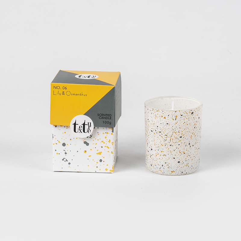 Classic round cup scented candle with marble design printing-Eco soy wax candle