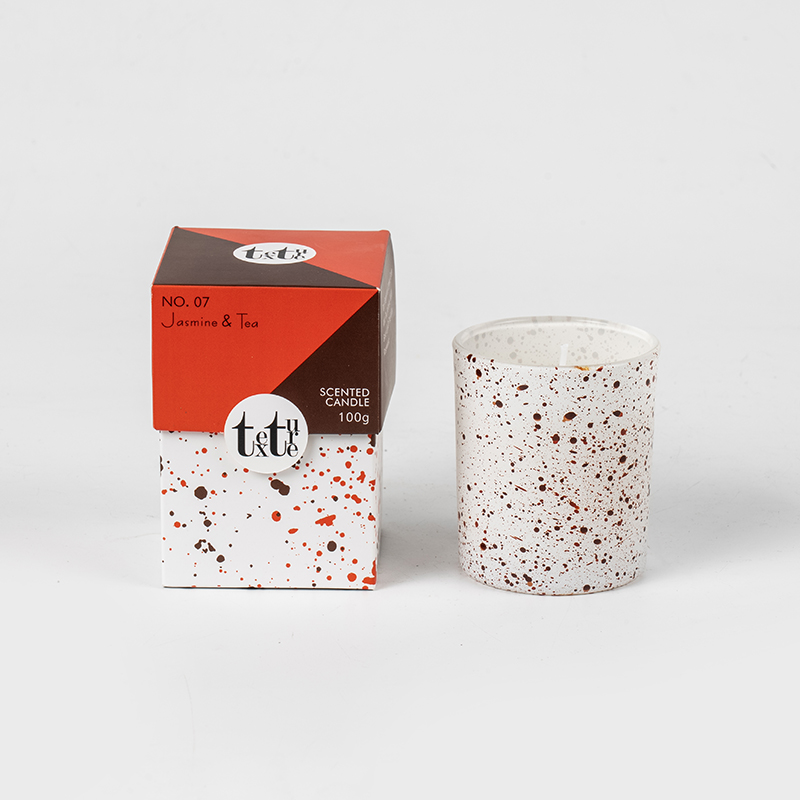 Classic round cup scented candle with marble design printing-Eco soy wax candle
