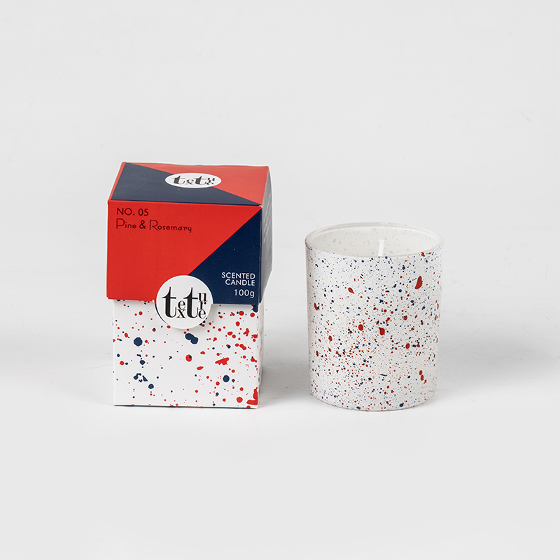 Classic round cup scented candle with marble design printing-Eco soy wax candle