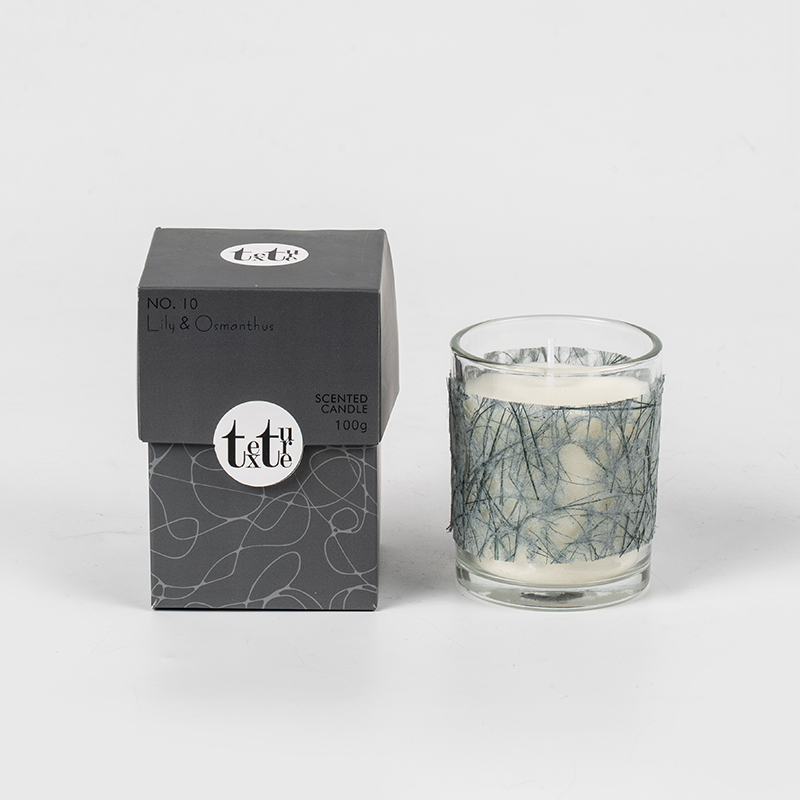 Classic round cup scented candle with paper deco-Eco soy wax candle manufacturer