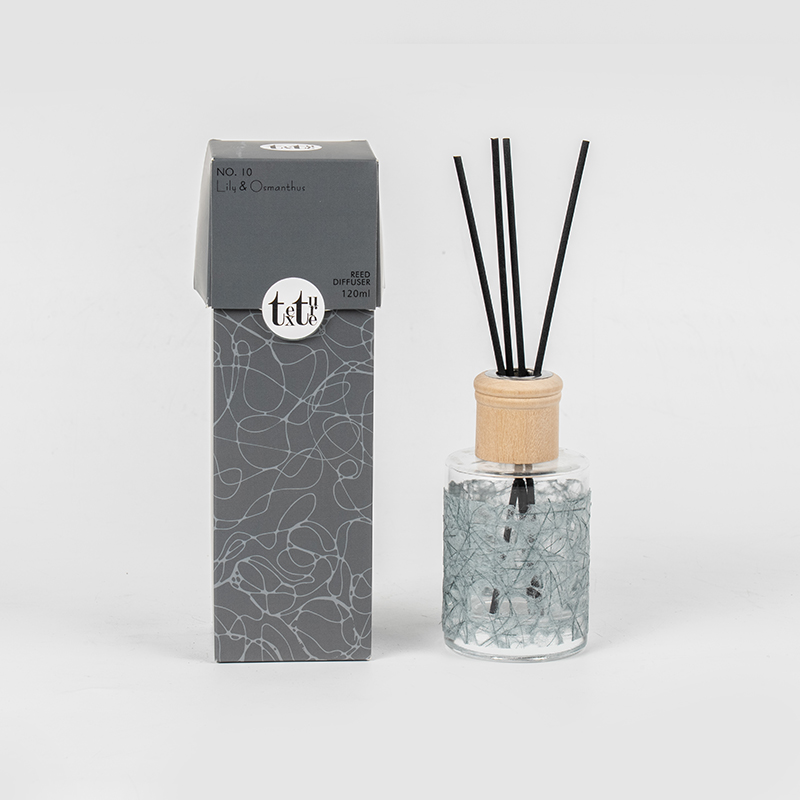 Classic round glass bottle with wooden cover in nice paper deco  reed diffuser-home fragrance vendor