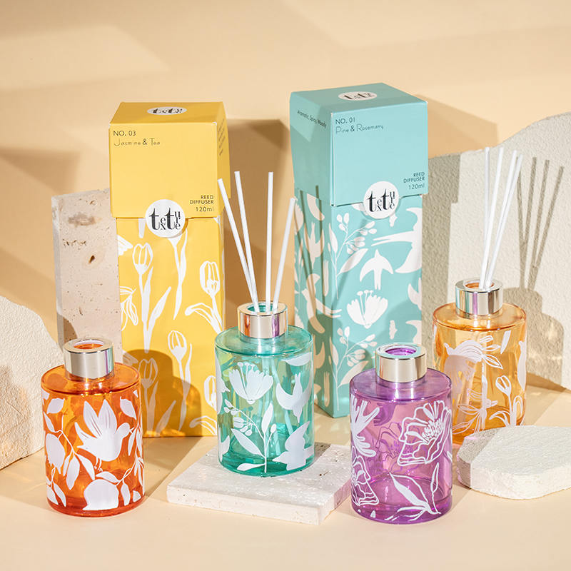 Classic high round bottle reed diffuser with printing