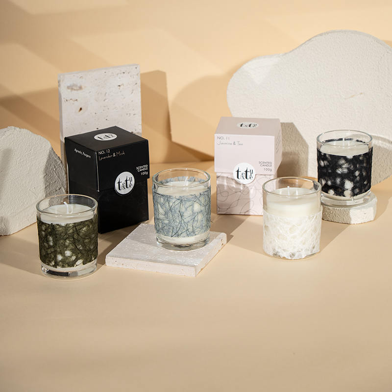 Classic round cup scented candle with paper deco-Eco soy wax candle manufacturer