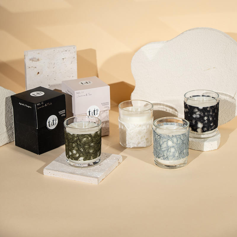 Classic round cup scented candle with paper deco-Eco soy wax candle manufacturer